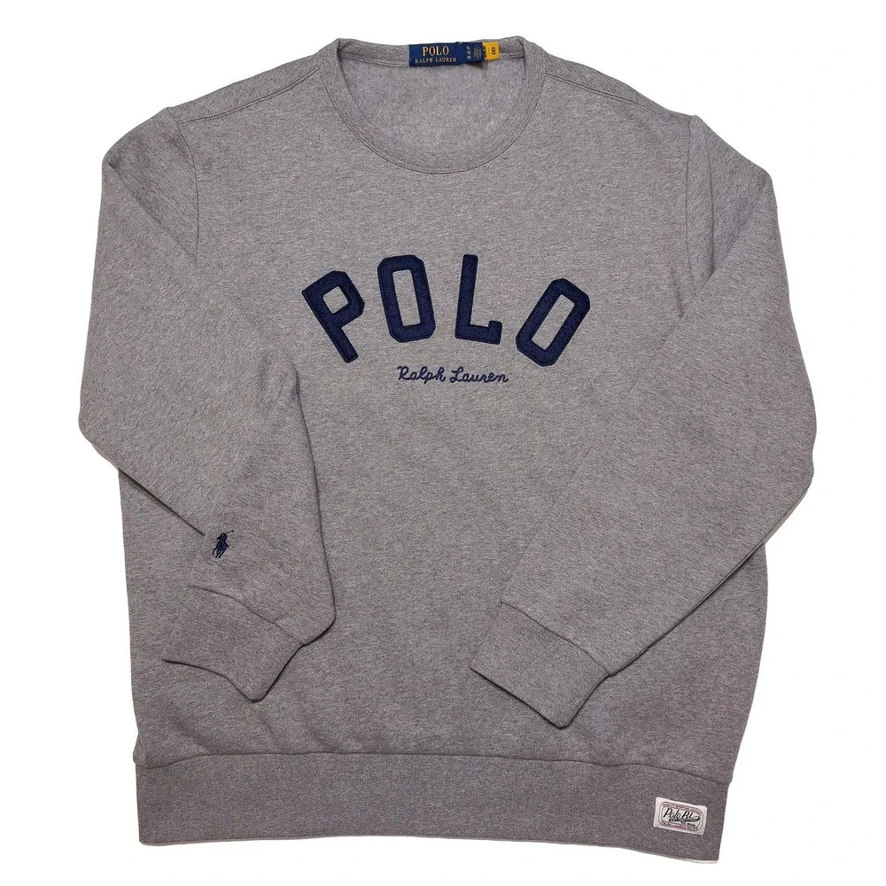 POLO Ralph Lauren Sweatshirt Mens XL Gray Excellent Embroidered Applique Logo